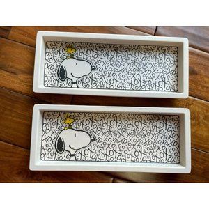 NWOT Peanuts Set of 2 Platters Snoopy & Woodstock 14" x 5 5/8" x 1"